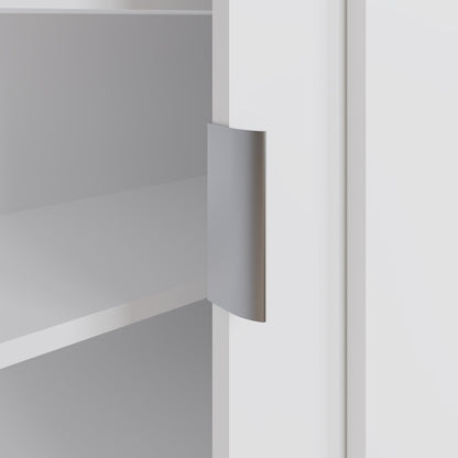 GFW Leighton Sliding Door Shoe Cabinet, Slim White Hallway Shoe Storage Unit for 18–22 Pairs
