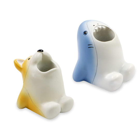 2Pcs Mini Toothbrush Holder Stand, Fun Cartoon Animal Toothbrush Holder, Single Pen Holder for Desk Unique, Cute Tooth Brushing Organizer for Bathroom
