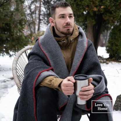 LYHome Travel Blanket - Extra Warm Picnic Throw, Bed Camping Outdoor Wool Blankets, Cozy Soft Throws, Military Army and Garden Outside Use (51x67 in | 130x170 cm | Gray - Dark Gray Double-sided)