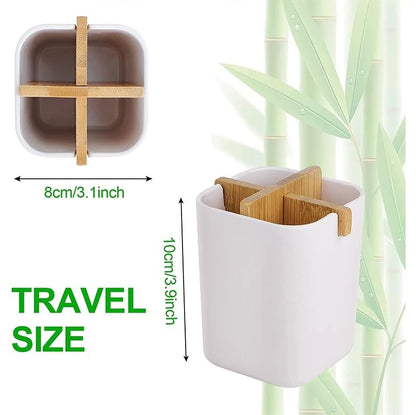 Kandid® Black Bamboo & Biodegradable Toothbrush Holder – Eco-Friendly Bathroom Organizer with Removable Divider