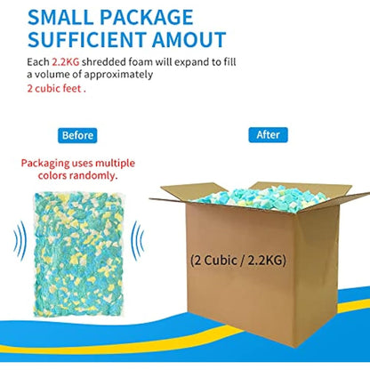 Welacer Shredded Memory Foam Refill 4.4KG for Bean Bag Filling, Premium Soft and Great for Filler, Multi Color and Shape Stuffing