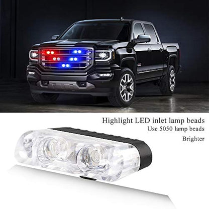 yifengshun 8 in 1 LED Emergency Strobe Lights for Trucks Vehicles Warning Flashing Guide Grille Flash DRL Police Car Motorcycle DC12V Wireless Remote Control (Blue & Red)