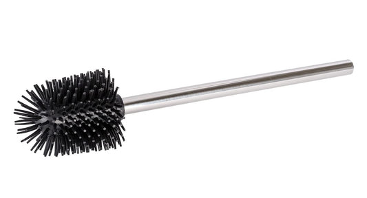 WENKO 22919100 Silicone toilet brush with stainless steel handle - Toilet brush with spare silicone head, Silicone, 8 x 35 x 8 cm, Black