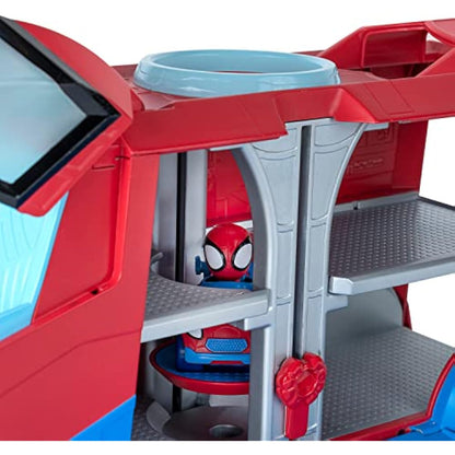 SPIDEY AND HIS AMAZING FRIENDS Marvel's Web Transporter Feature Vehicle, Lights & Sounds-Includes 2 Amazing Minis: Spidey and Miles Morales: Spider-Man