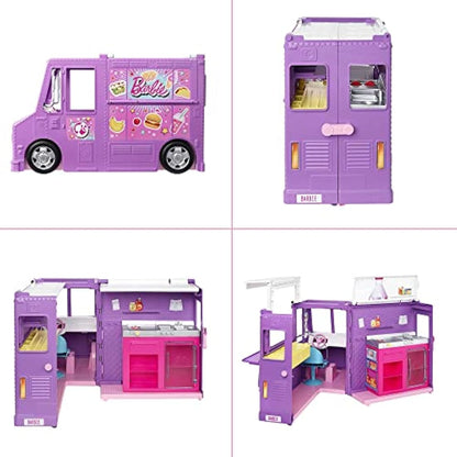 Barbie Fresh 'n' Fun Food Truck, with 30+ Realistic Play Pieces: Menu Board, Pots, Utensils, Serving Trays, Plate; For Ages 3 Years Old & Up, GMW07