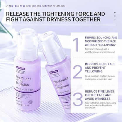 DEleventh Korean Brand Pro-Xilane Active Emulsion 80ml / Anti-Wrinkle, Moisturizing, Anti-Aging, Tighten and Delicate Skin, Improve Darkening, Repair Damaged Cells, and Block UV Rays
