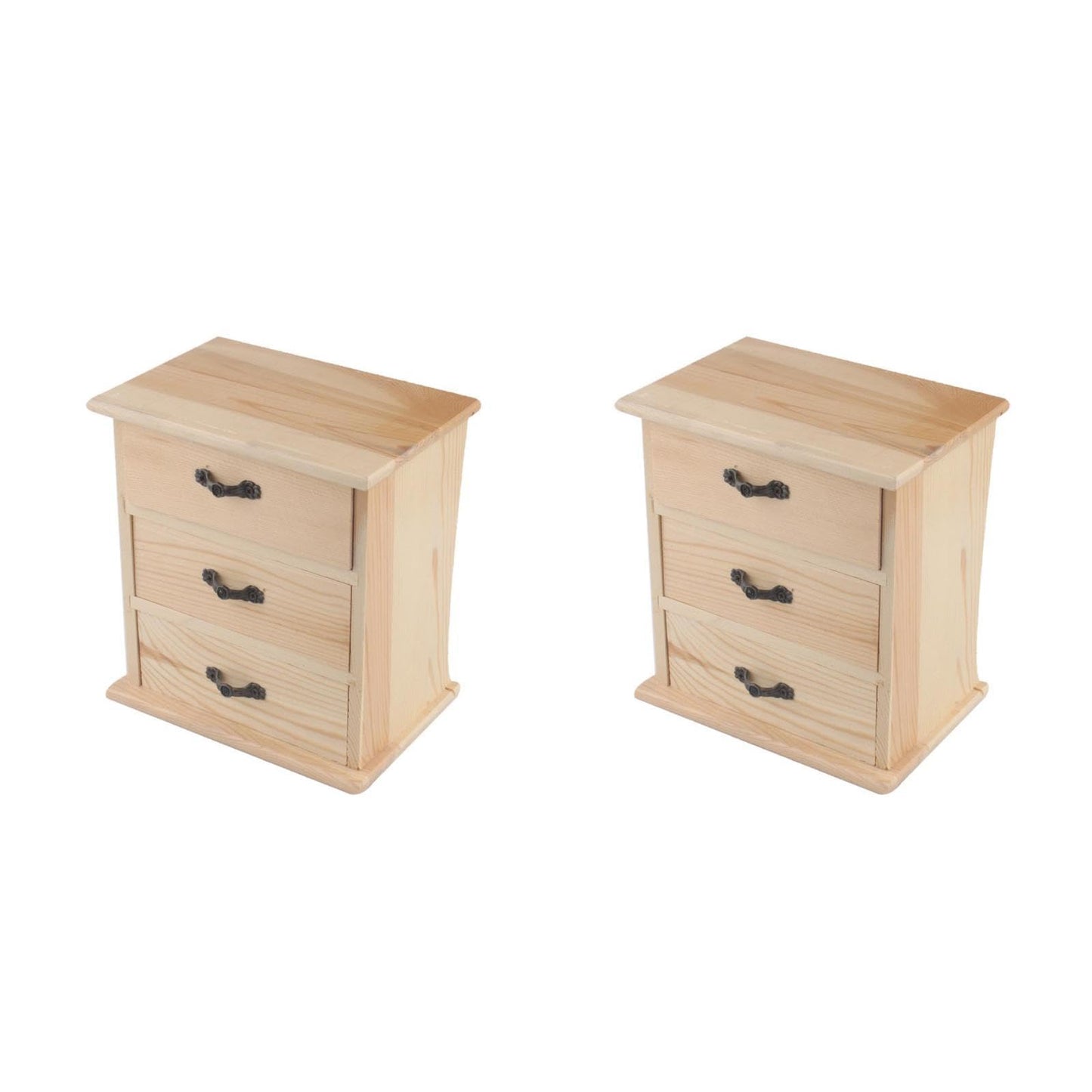 NUOBESTY 2pcs Wooden Cabinets with 3-tier Drawers Desk Storage Boxes for Office Home Jewelry Makeup Organization