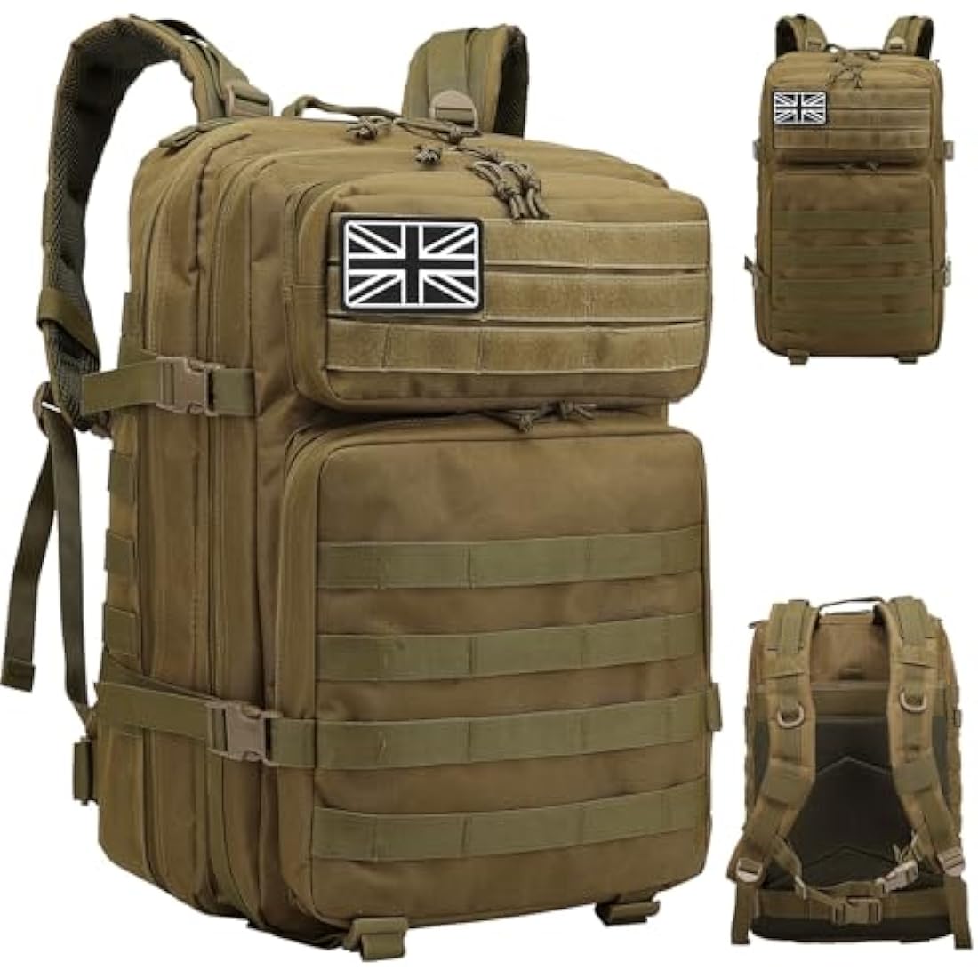 Delgeo 45L Military Tactical Backpacks Molle Army Assault Pack 3 Day Bug Out Bag Hiking Treeking Camouflage Hunting Rucksack