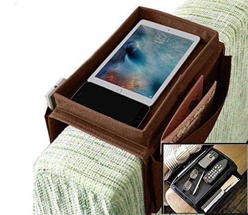Sofa Armchair Organiser TV Remote Control Organizer Couch Caddy Arm Rest Bag Holder Sofa Tray Remote Caddy Chair Couch Storage 6 Pocket Armchair
