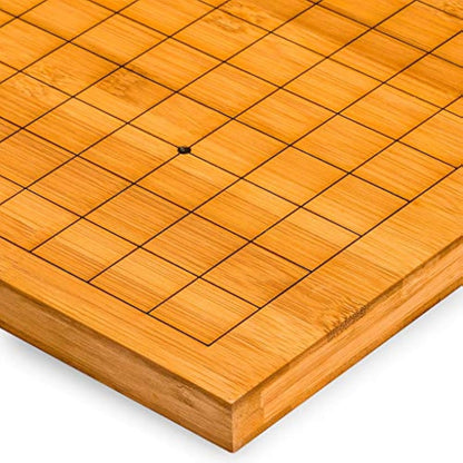 Bamboo 2-Centimeter Etched Reversible 19x19 / 13x13 Go Game Set Board with Single Convex Melamine Stones and Bamboo Bowls Set - Classic Strategy Board Game (Baduk/Weiqi)