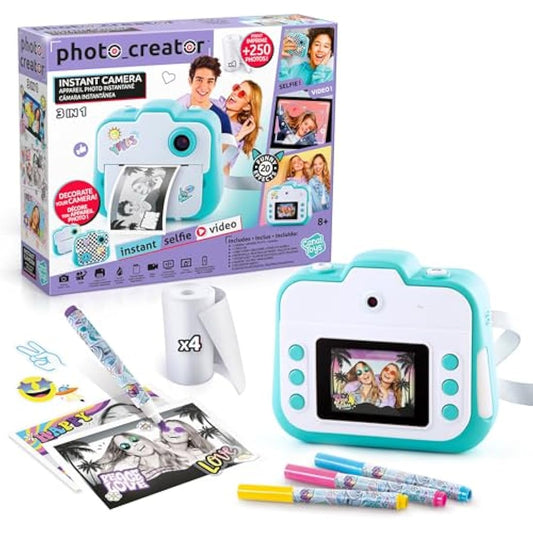 Studio Creator Photo Creator Instant , Kids Digital Camera with Built-In Printer, 250+ Dry Prints, 4GB Micro SD Card Included, Rechargeable, (CLK 004),Multicolor,24.1 x 6.1 x 20.1 centimeters