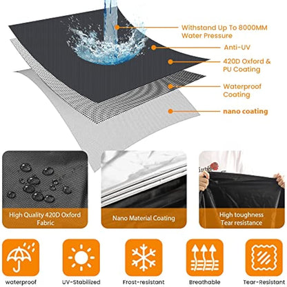 Motorcycle Cover Heavy Duty, 420D Universal Motorbike Covers, Sun,Waterproof Outdoor Protection,with License Plate Window, 4 Reflective Strips, Lock-Holes Storage Bag(L 86" x 37" x 43")