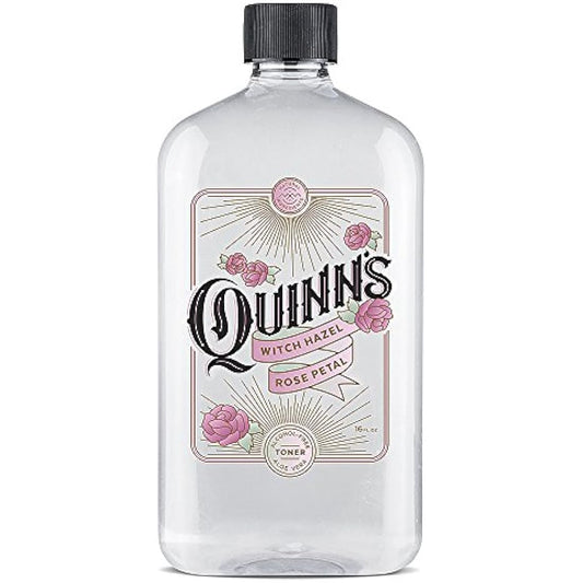Quinns Alcohol-Free Witch Hazel 16Oz - Rose Petal & Aloe Vera Natural Toner for Face & Skin