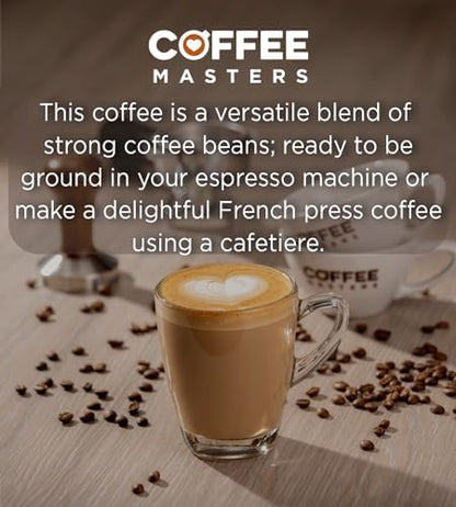 Coffee Masters All Day Blend Espresso Coffee Beans 4x1kg - Medium Roast for Strong and Full Bodied Flavour, Whole Bean - Ideal for Barista Machines