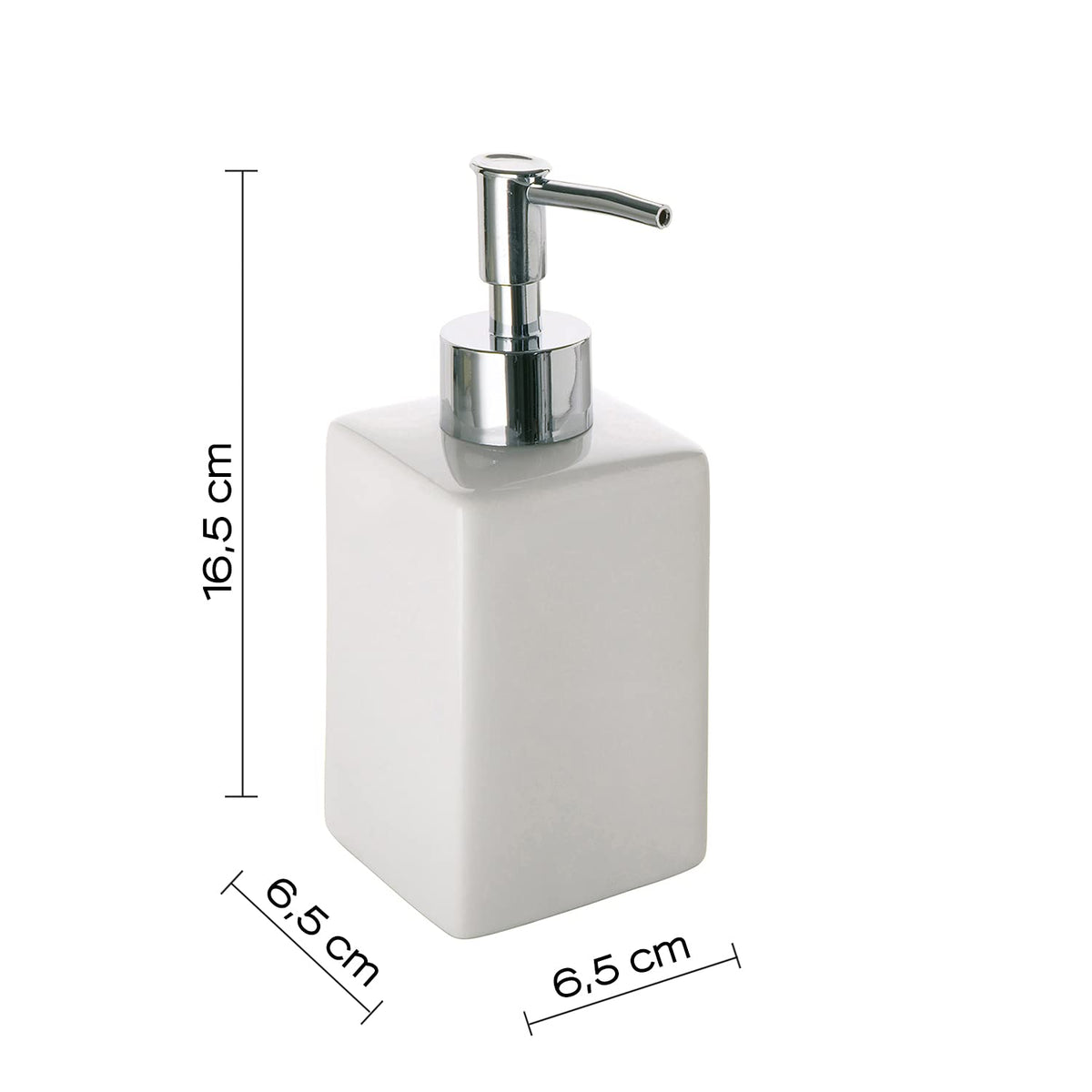 Gedy Queenstown Soap Dispenser, Dimensions and Weight: 16, 5 x 6.5 cm & 0.5 kg, Soap Dispenser in Eco Ceramic, White Finish, R&D Design