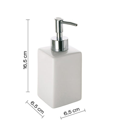 Gedy Queenstown Soap Dispenser, Dimensions and Weight: 16, 5 x 6.5 cm & 0.5 kg, Soap Dispenser in Eco Ceramic, White Finish, R&D Design