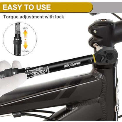 Uharbour Torque Wrench 1/4, 3-25 Nm Bike Torque Wrench, 0.1 Nm Micro Adjustment with Lock, ±3% Accuracy with Calibration Certificate, Dual Direction with 72 Teeth
