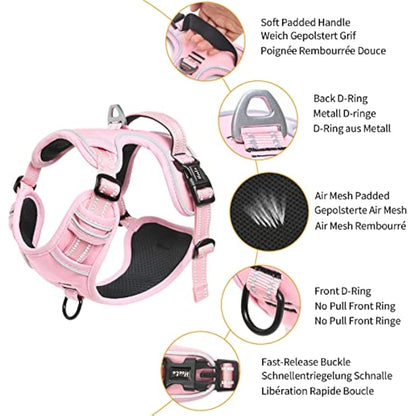 HEELE Dog Harness Dog Harness Small Dog No Pull Harness with Soft Handle Reflective Puppy Harness Adjustable, Pink, S