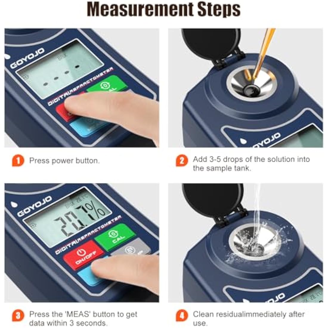 Digital Brix Refractometer, Brix Meter with Automatic Temperature Compensation for Water Samples, Food, Fruits, Beverages, and Crop Sugar Content (0.0-55.0% Brix)