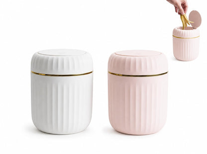 2 Pcs Desktop Bin with Press Type Lid, 3L Plastic Mini Trash Can Waste Bin