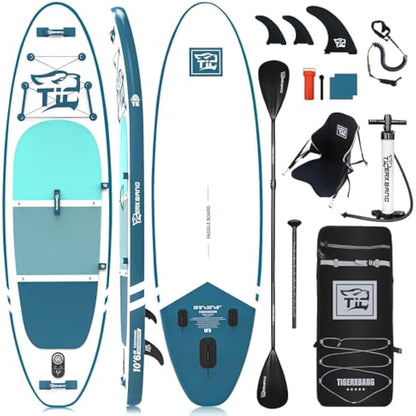 TIGERXBANG Stand Up Paddle Boards 10'6" x 32" x 6"丨10' x 31" x 6" with Premium SUP Board Accessories, Inflatable Paddle Boards for Adults/Kids Stand Up PaddleBoarding