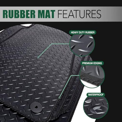 GCM - Car Floor Mats for Peugeot 3008 2016 To 2024 (Also for Hybrid) Full Floor Protection - Anti Slip & Fit Rubber Car Mats with Clips Easy to Clean Heavy Duty for All-Weather - Red Edging, Rubber