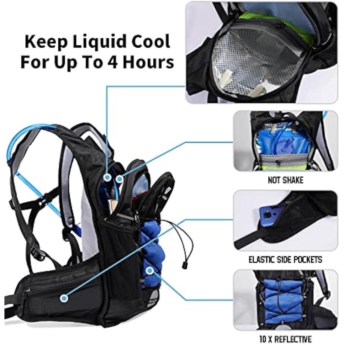 BBAIYULE® hydration backpack with hydration bladder 2L, BPA-free| Water backpack |cycling backpack with hydration system |running backpack ultra light 380g | biking,hiking,walking