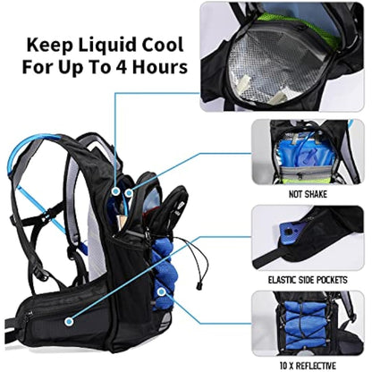BBAIYULE® hydration backpack with hydration bladder 2L, BPA-free| Water backpack |cycling backpack with hydration system |running backpack ultra light 380g | biking,hiking,walking