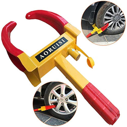 Xample® 2 Pcs Heavy Duty Wheel Clamp Lock - Adjustable Anti-Theft Safety Security Lock for Boats, Trailers, Motorcycle, Truck, 3 Keys