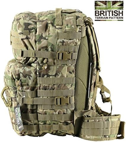Zip Zap Zooom British Army SAS Military Tactical Combat Rucksack Bergen Molle 40 Litre L Surplus Camo All Terrain BTP