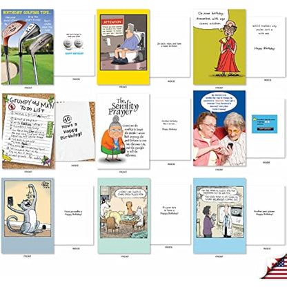 NobleWorks - Variety Pack of 36 Assorted Funny Birthday Cards Bulk Box Set w/Envelopes, Edgy Humor B-Day for Men, Women (36 Designs, 1 Each) - Birthday Favorites AC2911BDG-B1x36