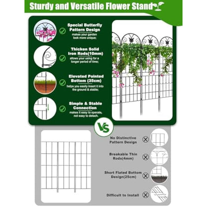 2.2 M Garden Trellis for Climbing Plants, Kalolary 4 Pack Black Garden Climbing Trellises Frame Rustproof Metal Potted Plant Climbing Support for Lawn Backyard Outdoor Flowers Vegetable Fruits Vines