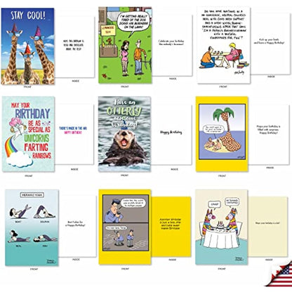 NobleWorks - Variety Pack of 36 Assorted Funny Birthday Cards Bulk Box Set w/Envelopes, Edgy Humor B-Day for Men, Women (36 Designs, 1 Each) - Birthday Favorites AC2911BDG-B1x36