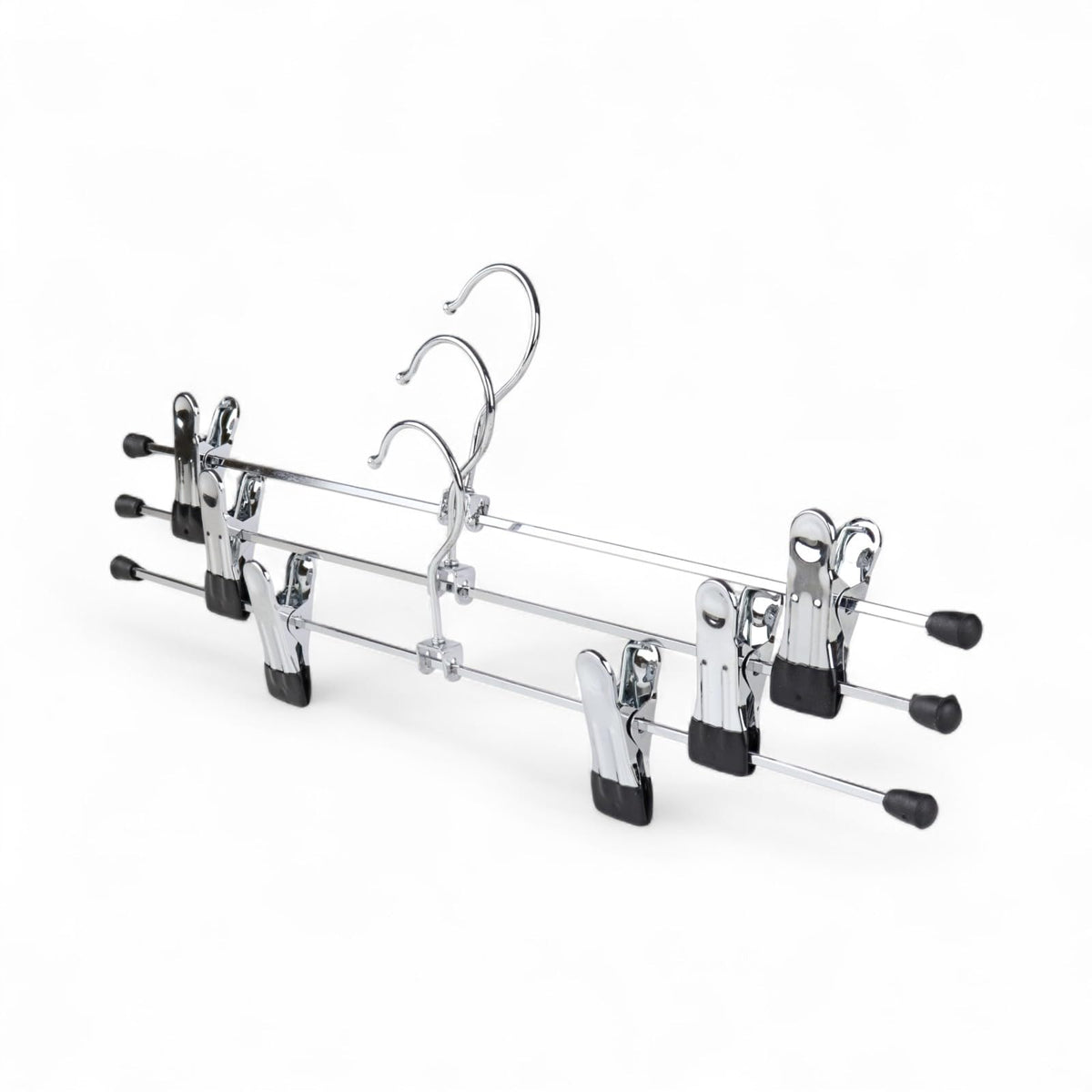 10x Metal Trouser & Skirt Clip Hanger – 40cm Chrome Clothes Hanger with Adjustable Rubber-Dipped Clips – Anti-Rust, Swivel Hook – For Pants, Sheets
