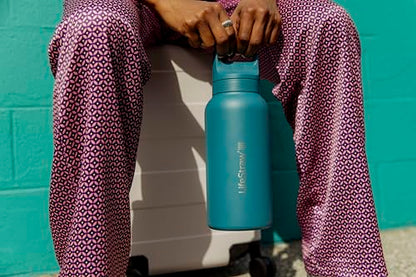 LifeStraw Go Series — Insulated Stainless Steel Water Filter Bottle for Travel and Everyday Use Removes Bacteria, Parasites and Microplastics, Improves Taste, 1L Nordic Noir