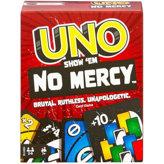 Mattel Games UNO Show ?em No Mercy Card Game for Kids, Adults & Family Parties and Travel With Extra Cards, Special Rules and Tougher Penalties., HWV18