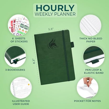Clever Fox Planner Schedule – Undated Weekly & Monthly Life Planner with Time Slots, Appointment Book & Daily Organizer, A5 (Forest Green)
