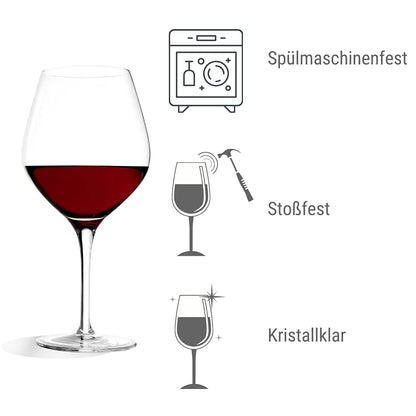 St?lzle Lausitz Exquisit Series Burgundy red wine glasses, 650ml, 6-piece set, dishwasher-safe: high quality red wine goblets made from fine glass,