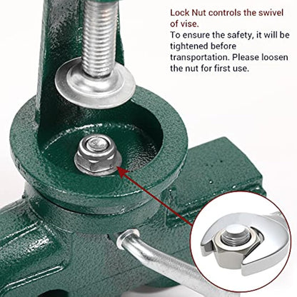 Nuovoware Table Vise 70mm, 360° Swivel Base Universal Home Vise Portable Bench Clamp, Clamp-on Vises Bench Clamps Fixed Tool for Woodworking,Metalworking,Cutting Conduit,Drilling,Sawing, Army Green