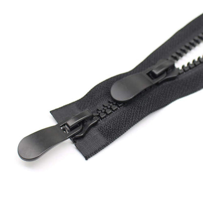 YaHoGa 150 cm #8 Zip Plastic 2 Way Separable Black Zip for Coat Jackets (RZTW 150 cm)