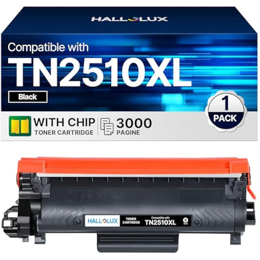 HALLOLUX TN2510XL TN2510 Toner Cartridges Replacement for BROTHER TN 2510 Toner Cartridge Compatible for HL Series L2400DW L2400DWE DCP Series L2620DW L2627DW MFC Series L2800DW L2827DW (Black,1-Pack)