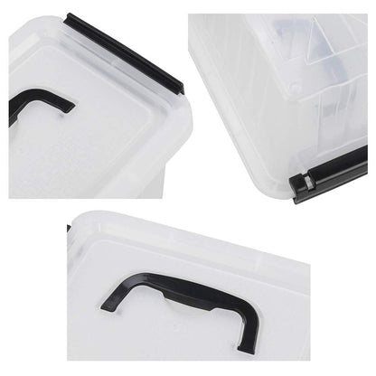 Asking 3 L Plastic Latching Box with Black Handle, Lidded Storage Bins, 6 Packs