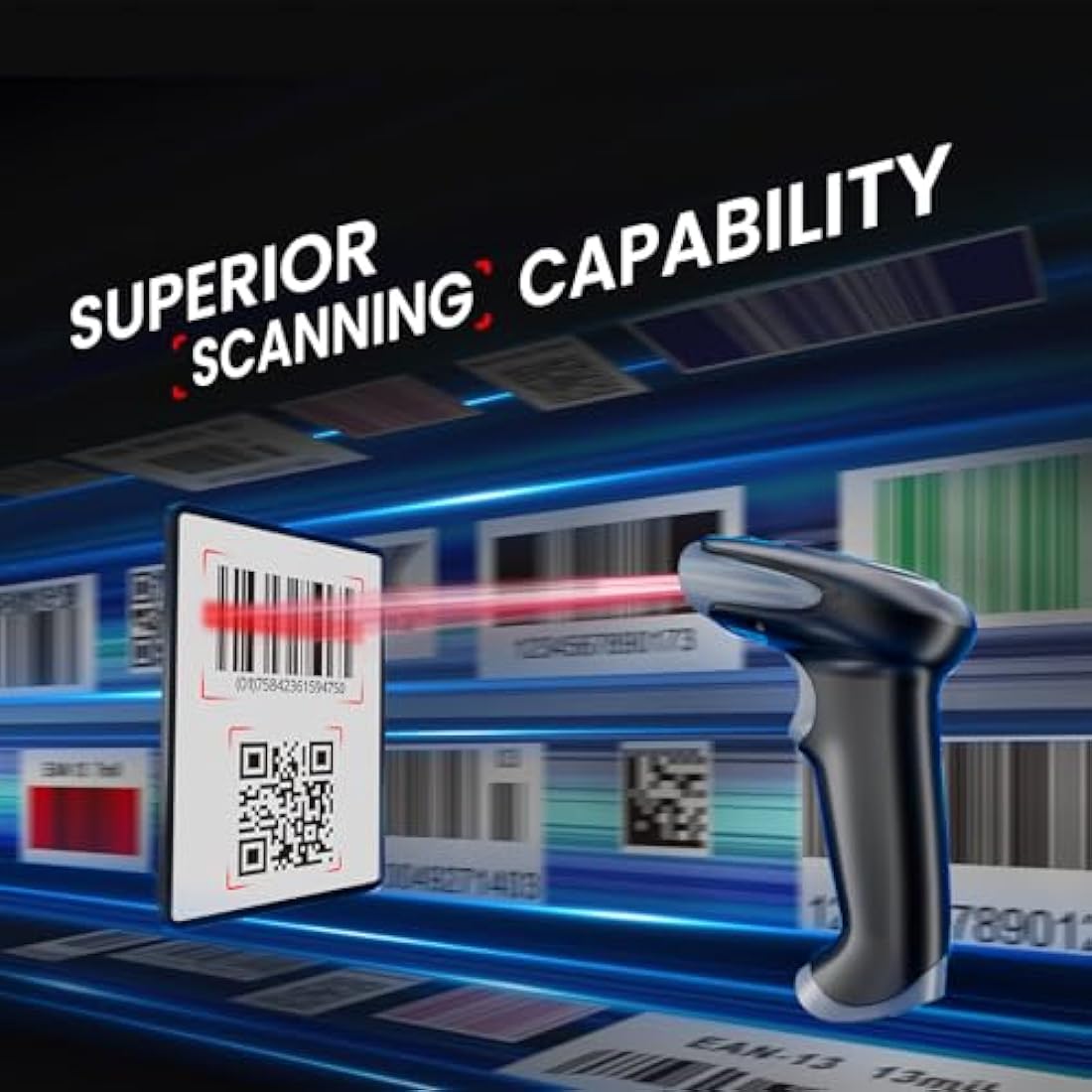 Eyoyo 2D Bluetooth Wireless Barcode Scanner, 2500mAh Cordless Handheld USB-Enabled QR & Barcode Reader for Libraries, Warehouses, Compatible with iPad, Android, iPhone, & Laptops Visit the Eyoyo Store