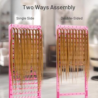 Adjustable Braiding Hair Rack with 160 Pegs, 2-sided Braid Rack for Braiding Hair, Movable Hair Racks for Braiders Standing with Wheels, Hair Extension Holder for Braiders, Hairstylists