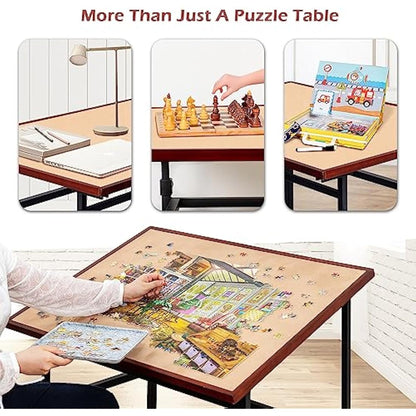Lavievert Jigsaw Puzzle Board with Cover, Angle & Height Adjustable Puzzle Board Easel with Open Storage Shelf, Large Tilting Jigsaw Tables with 4 Rolling Wheels for Up to 1500 Piece Puzzles