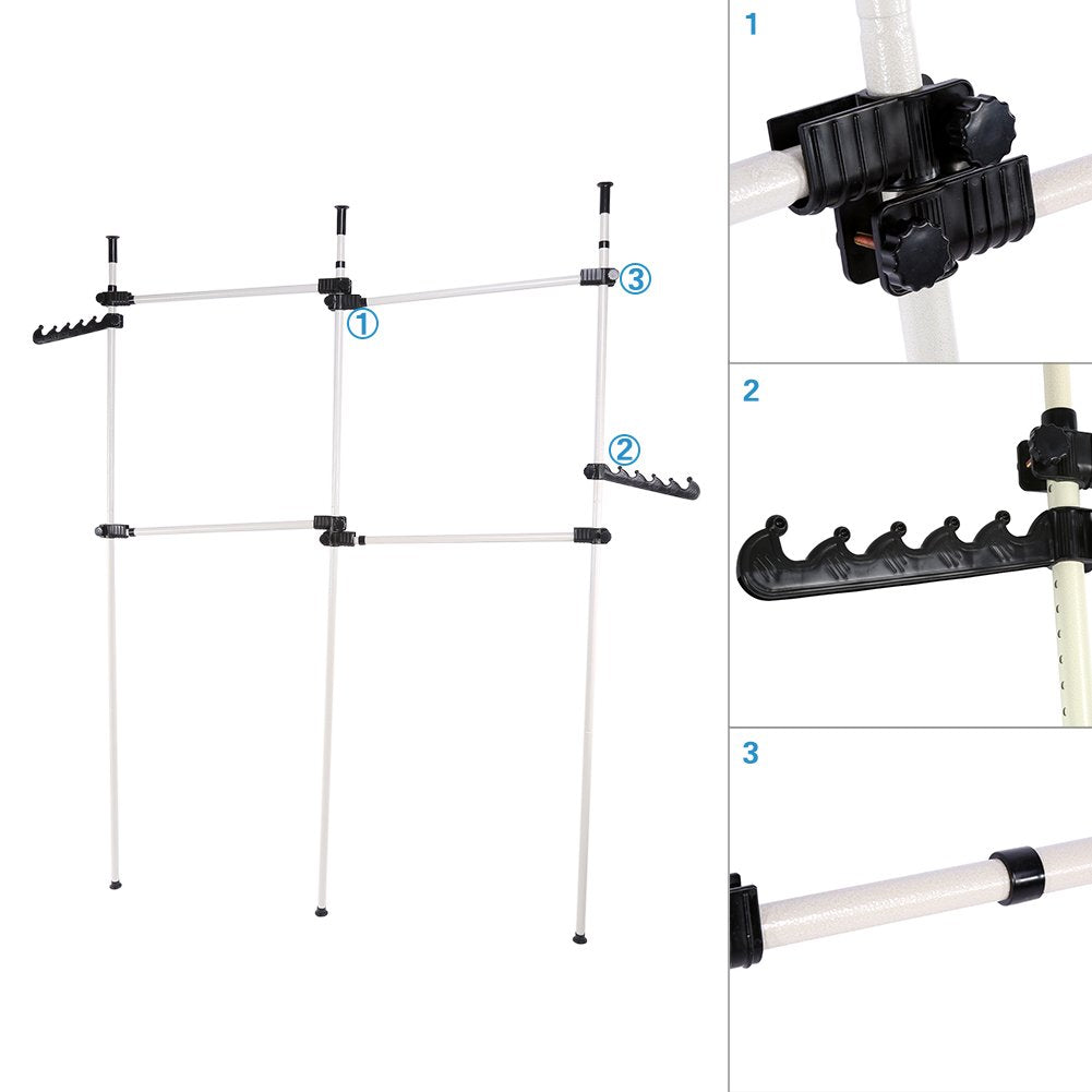 Heavy Duty Clothes Rack, Telescopic Coat Hanger Wardrobe Organiser, Hanging Rail, Garment Rack, Stainless Steel Poles and Bars