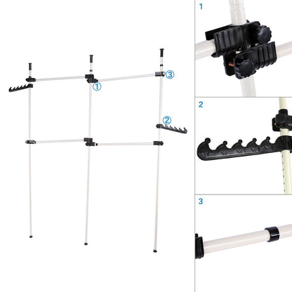Heavy Duty Clothes Rack, Telescopic Coat Hanger Wardrobe Organiser, Hanging Rail, Garment Rack, Stainless Steel Poles and Bars
