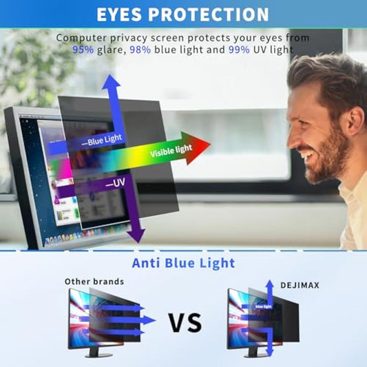 DEJIMAX 27 Inch Computer Privacy Screen Filter for 16:9 Widescreen Monitor, Anti Glare and Blue Light, PC Monitor Screen Privacy Shield,Anti Spy Screen Protector Film