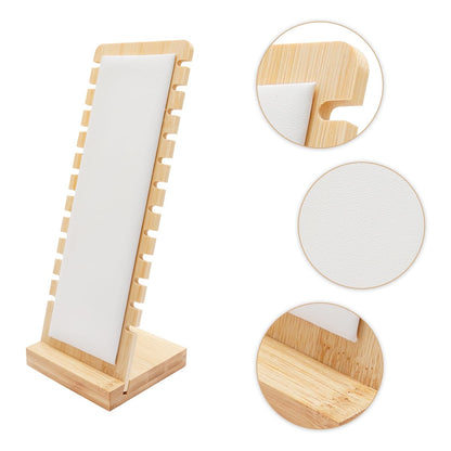 GLADFRESIT Necklace Hanger Display Stand, Solid Wood Necklace 12 Slots with Leather Display Stand for Necklace and Bracelet Retail Stores or Personal