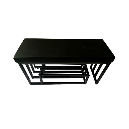 Nonotse Shoe Rack Bench With Seating Area, Metal Black Shoe Rack Hallway Bench With Storage Space For Living Room, Hallway, Entrance Area, 80x30x45cm
